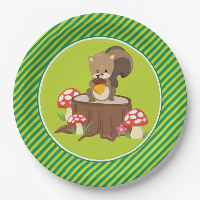Woodland Animals | Squirrel Paper Plate (Front)