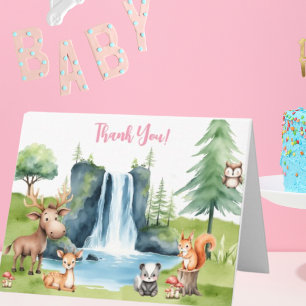 Woodland Animals Thank You Baby Shower Card