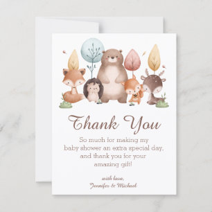 woodland animals thank you baby shower stylish card
