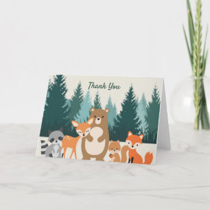 Woodland animals thank you card