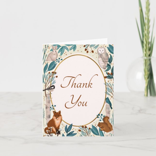 Woodland animals thank you card (Front)