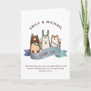 Woodland Animals Thank You Card - Tribal