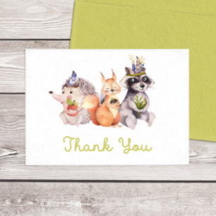 Woodland Animals Thank You Flat Note Card