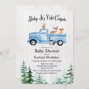 Woodland Animals Truck Baby Shower Invitation