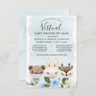 Woodland Animals Virtual Baby Shower Invite Boy