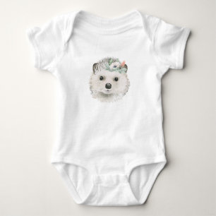 Woodland Animals Watercolor Floral Simple Girl Baby Bodysuit