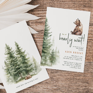Woodland Animals "We Can Bearly Wait!" Baby Shower Invitation