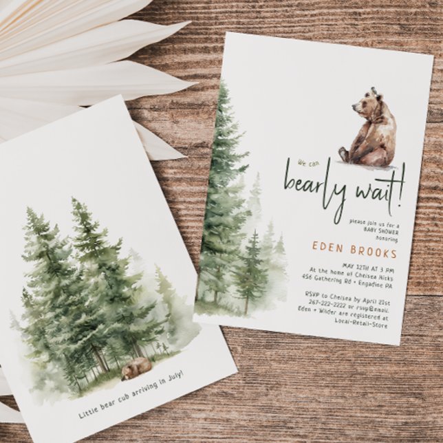 Woodland Animals "We Can Bearly Wait!" Baby Shower Invitation (Creator Uploaded)