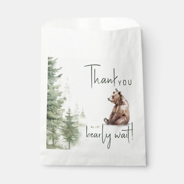 Woodland Animals We Can Bearly Wait Thank You Favour Bags (Front)