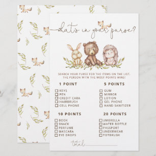 Woodland Animals What's In Your Purse Game