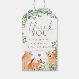 Woodland Animals White Birthday Favour Gift Tags