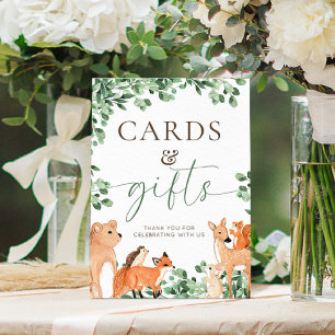 Woodland Animals White Cards and Gifts Sign