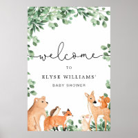 Woodland Animals White Welcome Sign