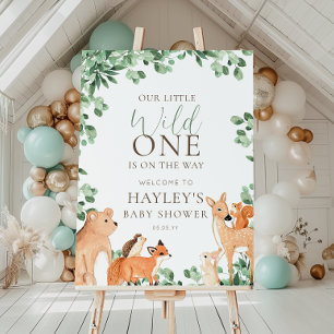 Woodland Animals White Wild One Welcome Sign