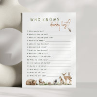 Woodland Animals Who Knows Daddy Best Game Card