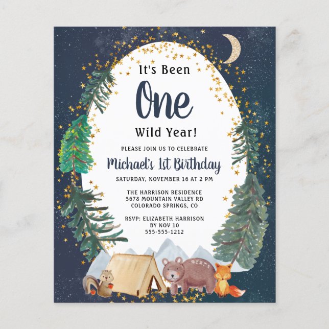Woodland Animals Wild One 1st Birthday Party (Front)