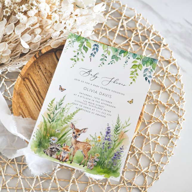 Woodland Animals Wild One Baby Shower Invitation (Creator Uploaded)