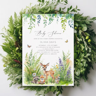 Woodland Animals Wild One Baby Shower Invitation