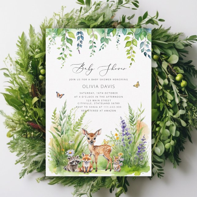 Woodland Animals Wild One Baby Shower Invitation (Creator Uploaded)