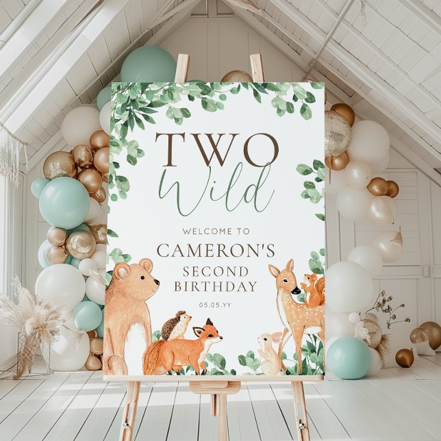 Woodland Animals Wild One Second Birthday Welcome Poster (Creator Uploaded)