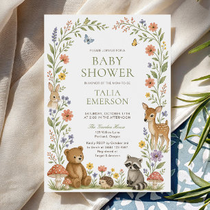 Woodland Animals Wildflower Baby Shower Garden Invitation