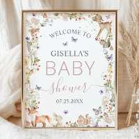 Woodland Animals Wildflower Baby Shower Welcome