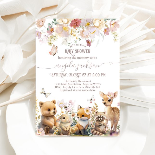 Woodland animals wildflower Girl Baby Shower Invitation (Creator Uploaded)