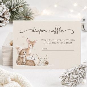 Woodland Animals Winter Baby Shower Diaper Raffle Enclosure Card