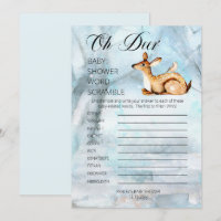 Woodland Animals Winter Baby Shower Word Scramble