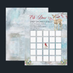 Woodland Animals Winter Boy Baby Shower Bingo Card<br><div class="desc">Woodland forest animals -- doe and baby deer,  rabbit and birds with an evergreen tree among the snowfall -- Baby Shower "BINGO" design to pair with our "Oh Deer,  A Sweet Baby Is Near!" invitation suite.</div>