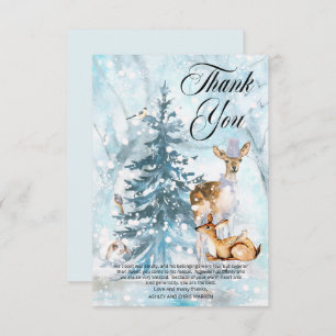 Woodland Animals Winter Boy Baby Shower Thank You Card