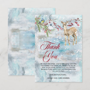 Woodland Animals Winter Boy Baby Shower Thank You Card