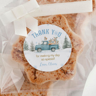 Woodland Animals Winter Forest Birthday Classic Round Sticker