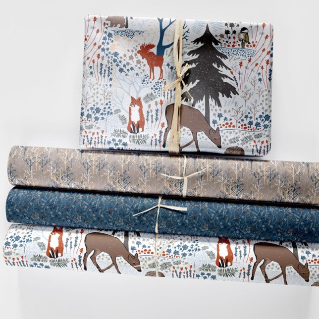 Woodland Animals Winter Woods Wrapping Paper Sheet (Winter Woods Wrapping Paper Sheets from Jenn's Emporium)