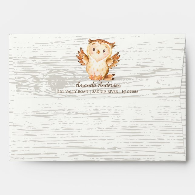 Woodland Animals Wood Neutral Invitation Envelope (Back (Top Flap))