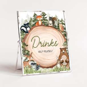 Woodland Animals Wood Slice Drinks Poster
