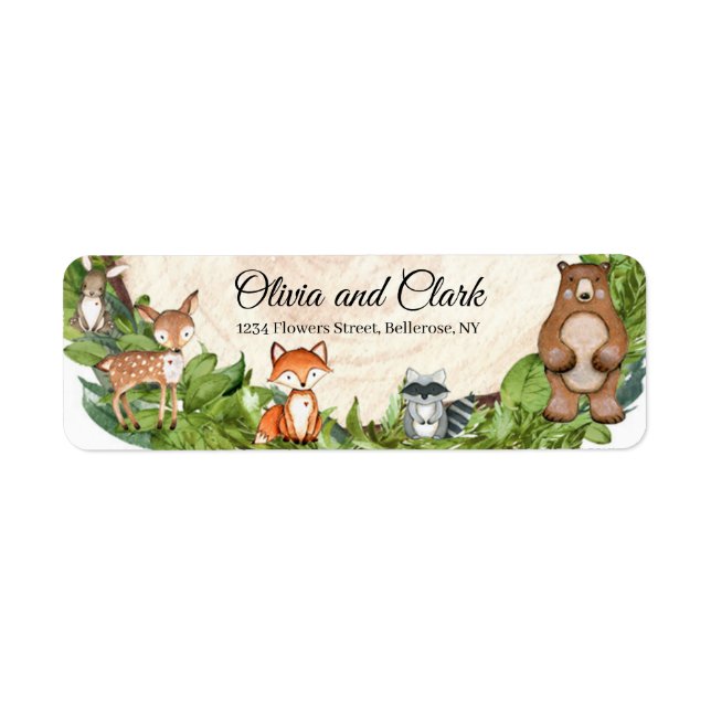 Woodland animals wooden slice greenery (Front)
