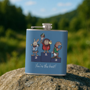 Woodland Animals You're the best! Gift Podium Art Hip Flask