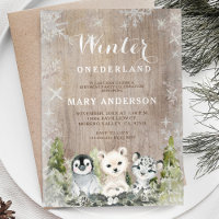 Woodland Artic Animals Winter Onederland Birthday