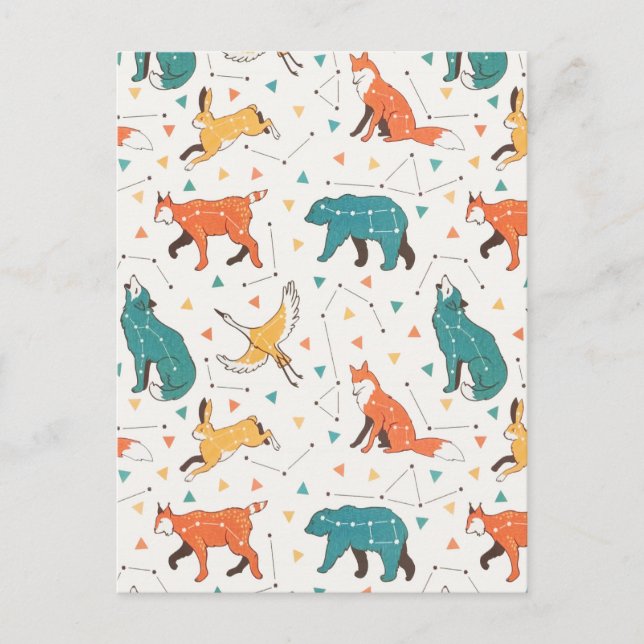 Woodland Astrological Constellation Animal Stars Holiday Postcard (Front)