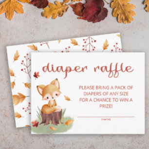 Woodland Autumn Baby Fox diaper raffle ticket Enclosure Card