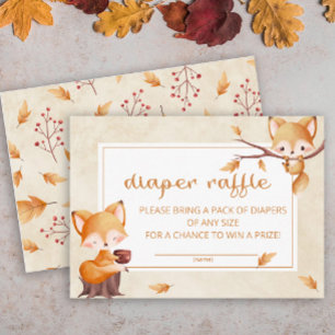 Woodland Autumn Baby Fox diaper raffle ticket Enclosure Card