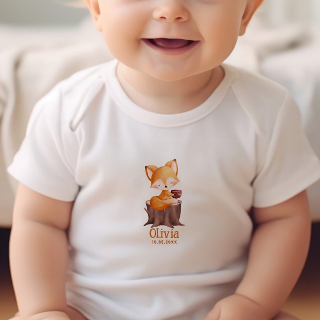 Woodland Autumn Baby Fox Personalised  Baby Bodysuit (Creator Uploaded)