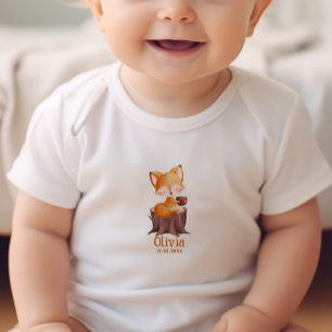 Woodland Autumn Baby Fox Personalized  Bodysuit