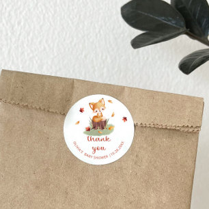 Woodland Autumn Baby Fox Thank You Classic Round Sticker