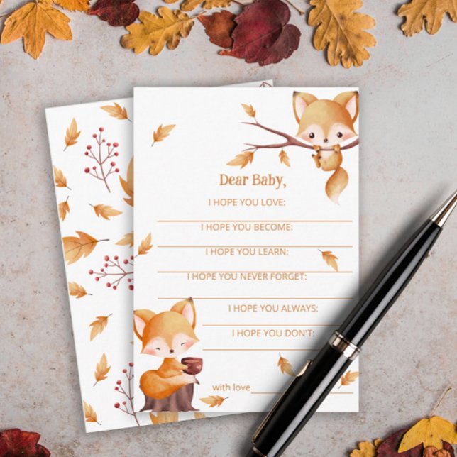 Woodland Autumn Baby Fox Wishes for Baby Enclosure Card (Creator Uploaded)