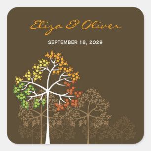 Woodland Autumn Trees Rustic Fall Wedding Sticker