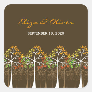 Woodland Autumn Trees Rustic Fall Wedding Sticker