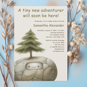 Woodland baby adventurer baby shower invitation