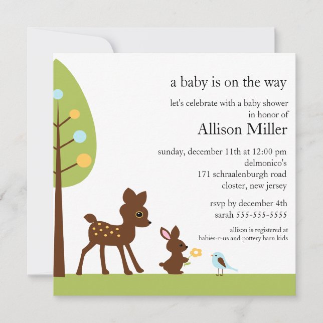Woodland Baby Animails Baby Shower Invitation (Front)